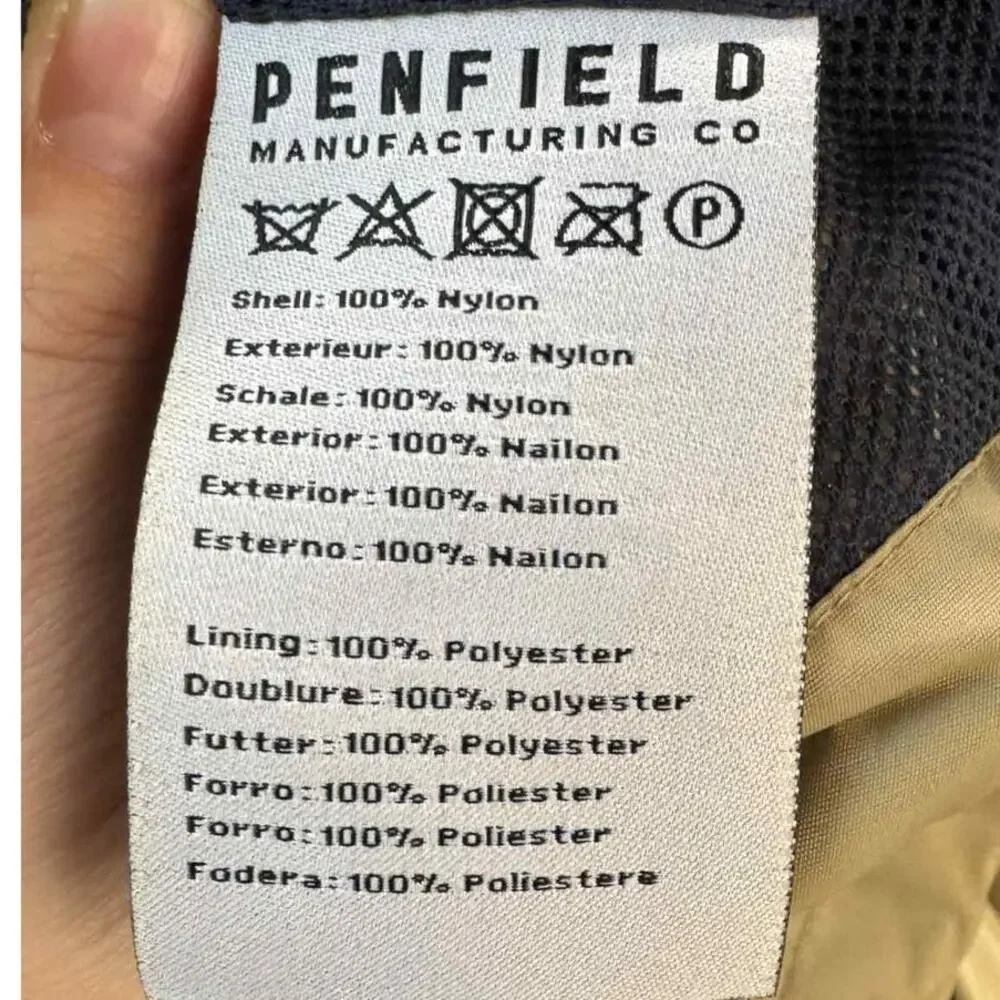 Penfield Navy/Tan Two-Tone Hooded Rain Jacket - Medium - Good Used
